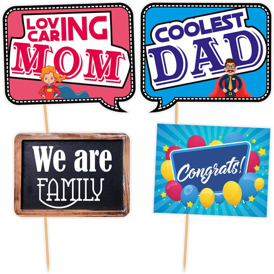 SYGA All Occasion Indian Family Photo Booth Party Props Craft Item for Wedding, Baby Shower, Birthday Multi Color (Set of 41, Large)