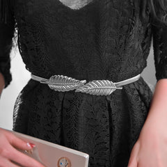 SYGA Women Metal Chain Angle Wings Buckle Stretchy Skinny Belt, Gold(Fits Waist Size 26-36)