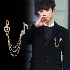 SYGA Men's & Women Brooch Music Note Lapel Pin, Gold Plated, Crystal Accents(Gold)