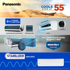 Panasonic 2.0 Ton 5 Star Premium Wi-Fi Inverter Smart Split AC (Matter Enabled, Higher Airflow, Copper Condenser, 7in1 Convertible, True AI, 4-Way, PM 0.1 Filter, CS/CU-NU24AKY5W, White)