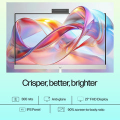 HP All-in-One, Intel Core Ultra 5 125U (16GB DDR5,1TB SSD) IPS, 300 nits, Anti-Glare, 27inch(68.6cm) FHD, Win11, M365, Office24, Shell White, 6.72kg, FHD IR tilt Camera w/Privacy shuttter, 27-cr1027in