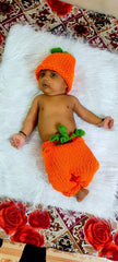MOMISY Baby Photography Props, Includes Pant & Cap for Kids Parties Anniversaries Photography-Set of 2 Pieces-OrangeGreen- (0-6 Months)