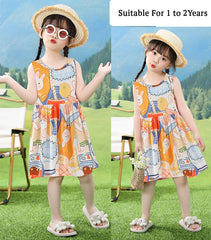 SYGA Baby Girls Cotton Silk Summer Dress Perfect Outfit for Your Little Princess 110 Yard, Suitable for Age 2-3 Years Old(Pink Flower)