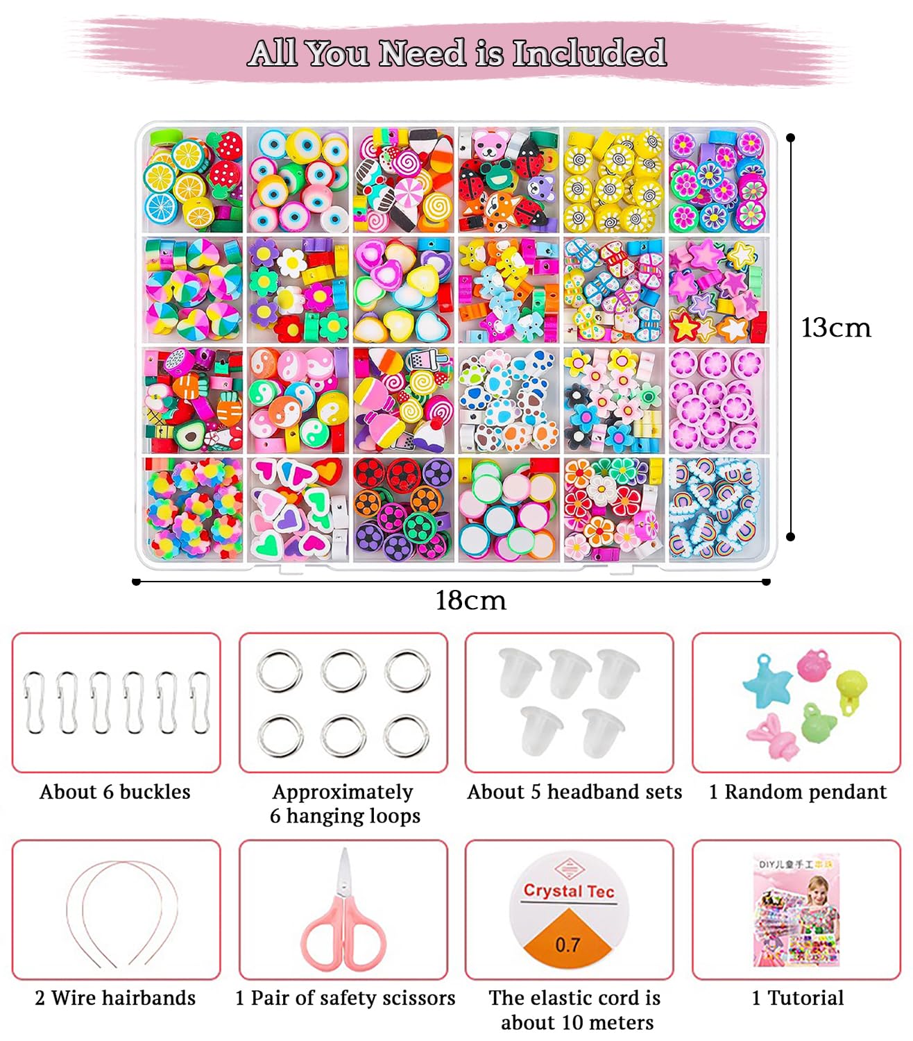 SYGA Beads for Kids Crafts Children's Jewelry Making Kit DIY Bracelets Necklace Hairband and Rings Craft Kits Birthday for 4, 5, 6, 7-Year-Old Little Girls-Multicolor (DIYBeadsSet-29)