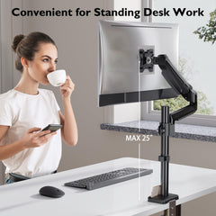 BONTEC Single Monitor Arm Desk Mount for 13-34 Inch Screens, Adjustable Gas Spring Arm with Tilt, Swivel, Rotation, VESA 75x75mm 100x100mm, Holds up to 19.8lbs, C-Clamp & Grommet Base, Ergonomic Stand