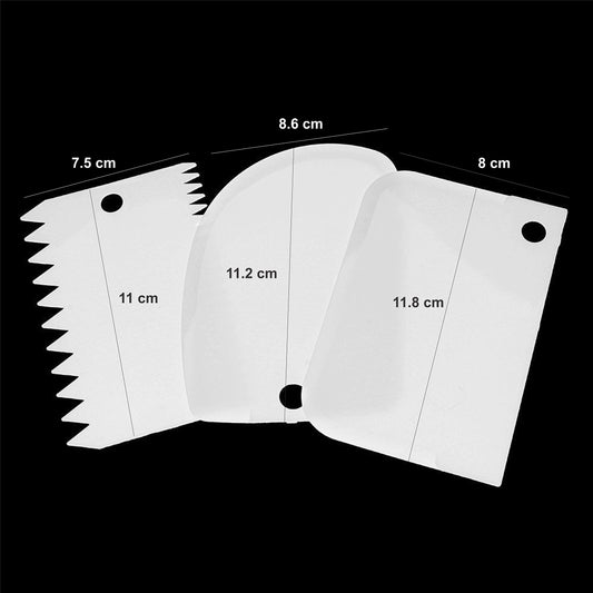 SYGA 3pcs/Set Cake Scraper Icing Smoother Cake Edge Side Decorating Tools Scraper Pastry Butter Dough (Colors May Vary)