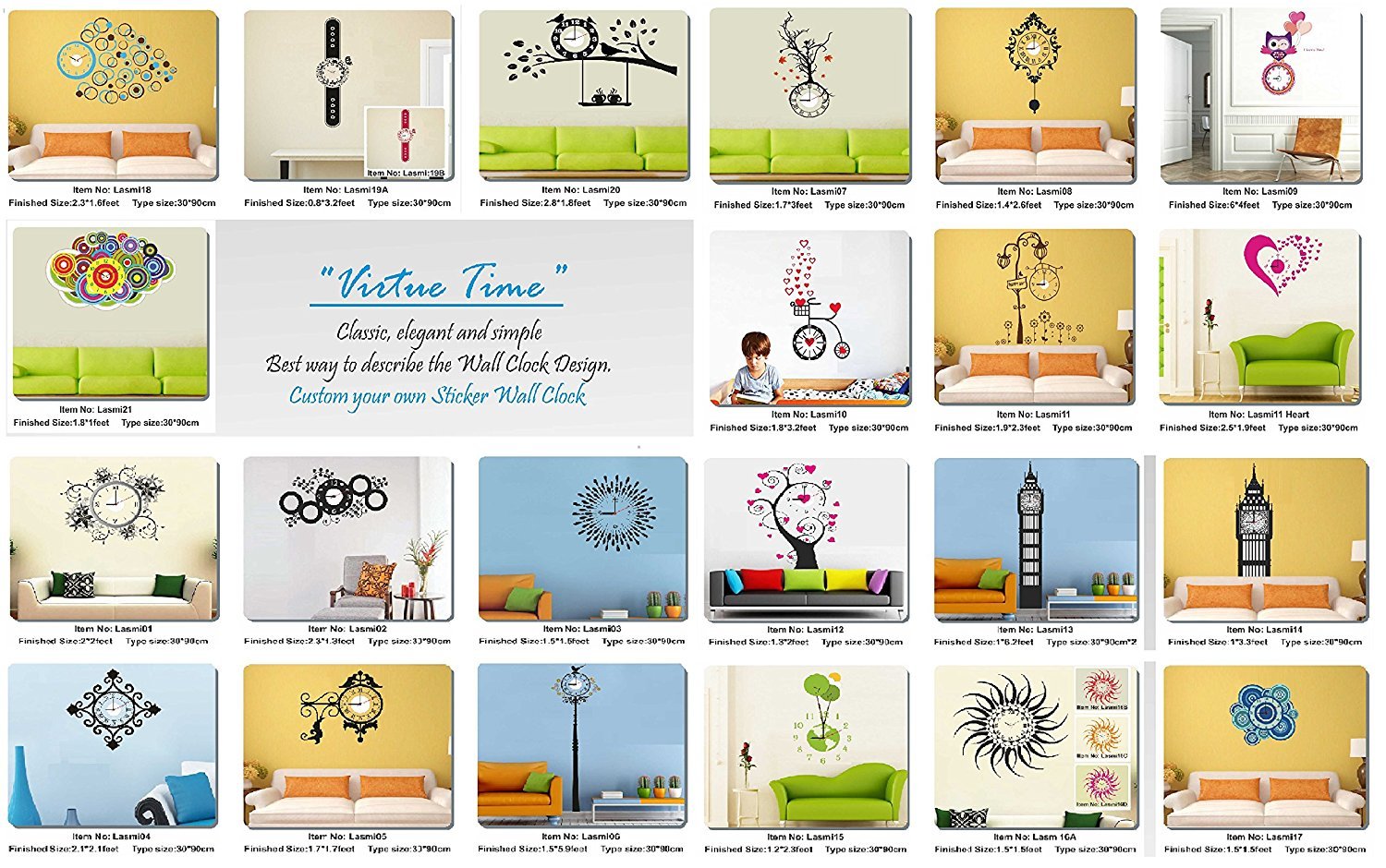 SYGA Royal Earth Theme Wall Stickers Clock_15