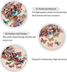 Syga 50 Pieces Bird 2 Holes Wooden Buttons Sewing DIY Craft Scrapbooking