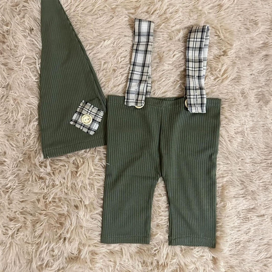 MOMISY Newborn Baby Photography Prop Outfits Solid Suspender with Cap Photo Shoot Costume for 0-6 Months (Green, 0-6 Month)