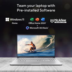 ASUS Vivobook 15, Intel Core i7 13th Gen 13620H, 16GB RAM, 1TB SSD, FHD 15.6", Windows 11, Office Home 2024, Cool Silver, 1.7Kg, X1502VA-BQ1299WS, Intel UHD GPU, 42Whr, M365 Basic (1Year)* Laptop