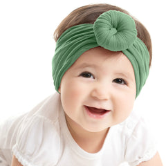 SYGA Pack Of 2 Baby Headbands Soft Cotton Strechable Turban Hairbands For Newborn Infant Toddlers Kids 0-3 Years (Pink-Grey)