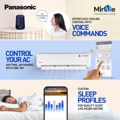 Panasonic 2.0 Ton 5 Star Premium Wi-Fi Inverter Smart Split AC (Matter Enabled, Higher Airflow, Copper Condenser, 7in1 Convertible, True AI, 4-Way, PM 0.1 Filter, CS/CU-NU24AKY5W, White)