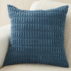 MOMISY Corduroy Cushion Throw Pillow Covers Pink 45 x 45cm, 18x18 inch (Blue, 5)