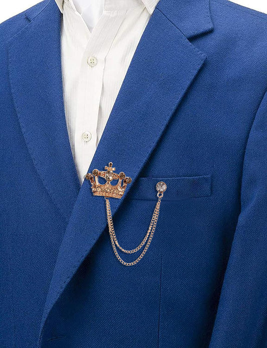 SYGA Men's & Women Suit Shirt Stud Lapel Pin Chain Tassel Brooch Pin with Crystal Chain(Golden Champagne Diamond)