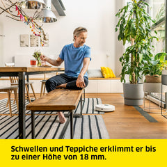 KARCHER RCV 3, 2-in-1 Robotic Vacuum Cleaner with Mopping, 2500 Pa Suction Power, 3200 mAh Battery, 120 Min Runtime, Advanced LiDAR Technology, Fall Sensors, Smart App Control, German Tech, White