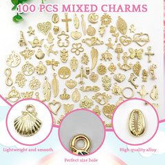 SYGA 100 Pieces Mixed Charms Pendant Charms Craft Supplies for Earrings Necklace Bracelet Jewellery DIY Making (Silver-001)