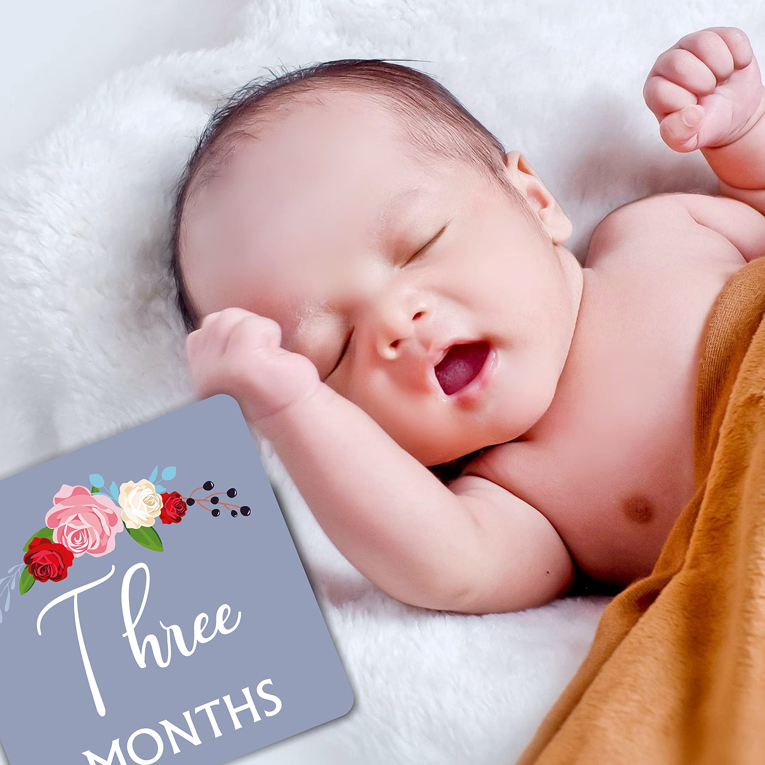 SYGA Flower Design Newborn Baby Monthly Age Milestone Cards - (Paper, Size: 16 x 11.5 cm, Multicolour) -Set of 12 Cards