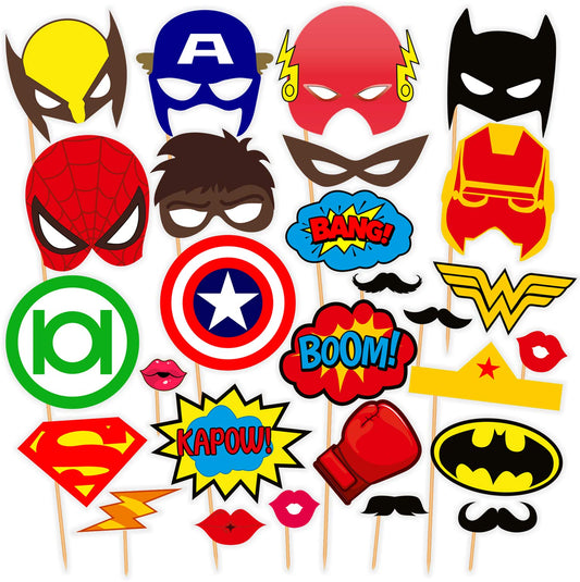SYGA 19 Pieces Super Heros Masks Cartoon Party Supplies Favors for Kids