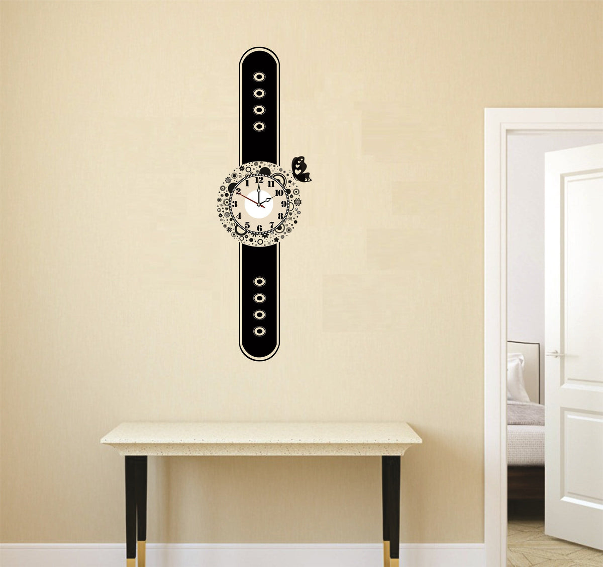 Syga Black Watch Design Wall Clock Stickers_19A