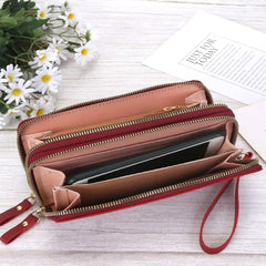 MOMISY Women's Girls PU Leather Party Wedding Clutch | Zipper | Ladies Purse Wallet Girls (Red)