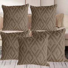 MOMISY Corduroy Cushion Throw Pillow Covers, Diamond, 45 x 45 cm, 18 x 18 inch (5, Khaki5)
