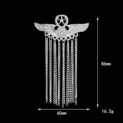 SYGA Men's & Women Suit Shirt Stud Lapel Pin Chain Tassel Brooch Pin with Crystal Chain(Badge Tassel silver)