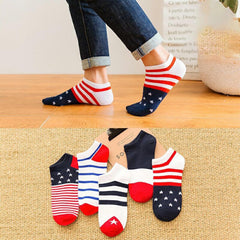 MOMISY 5 Pairs Girl Boys Tube Socks Toddlers Infant Solid Color Boat Spring and Autumn Socks Stretch Baby kids Sock (Flag, 1 Year to 3 Year)