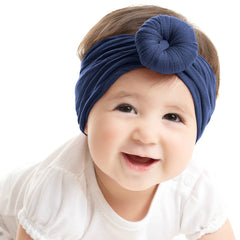SYGA Pack Of 2 Baby Headbands Soft Cotton Strechable Turban Hairbands For Newborn Infant Toddlers Kids 0-3 Years (Pink-Grey)