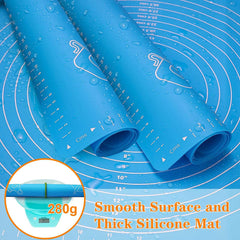 SYGA Silicone Baking Mat for Pastry Rolling Dough with Measurements - 19.7" x 15.7" BPA Free Non Stick and Non Slip Blue Table Sheet Baking Supplies for Bake Pizza Cake_Blue