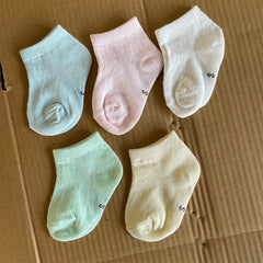 MOMISY 5 Pairs Baby Girl Boys Tube Socks Toddlers Infant Solid Color Ankle Socks Stretch Baby Socks-4Dots-1 to 3 Years