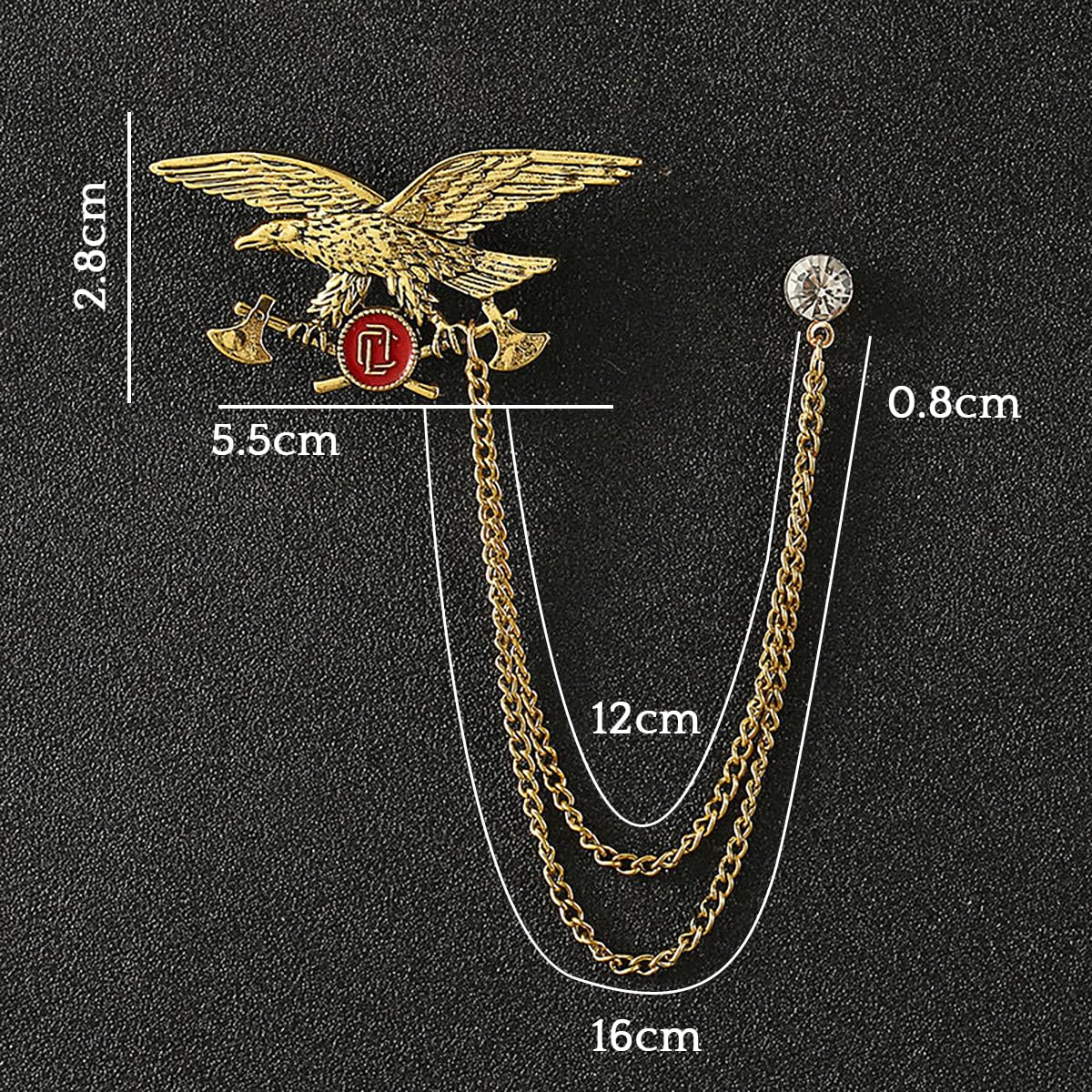 SYGA Men's & Women Suit Shirt Stud Lapel Pin Chain Tassel Brooch Pin with Crystal Chain(Gold)