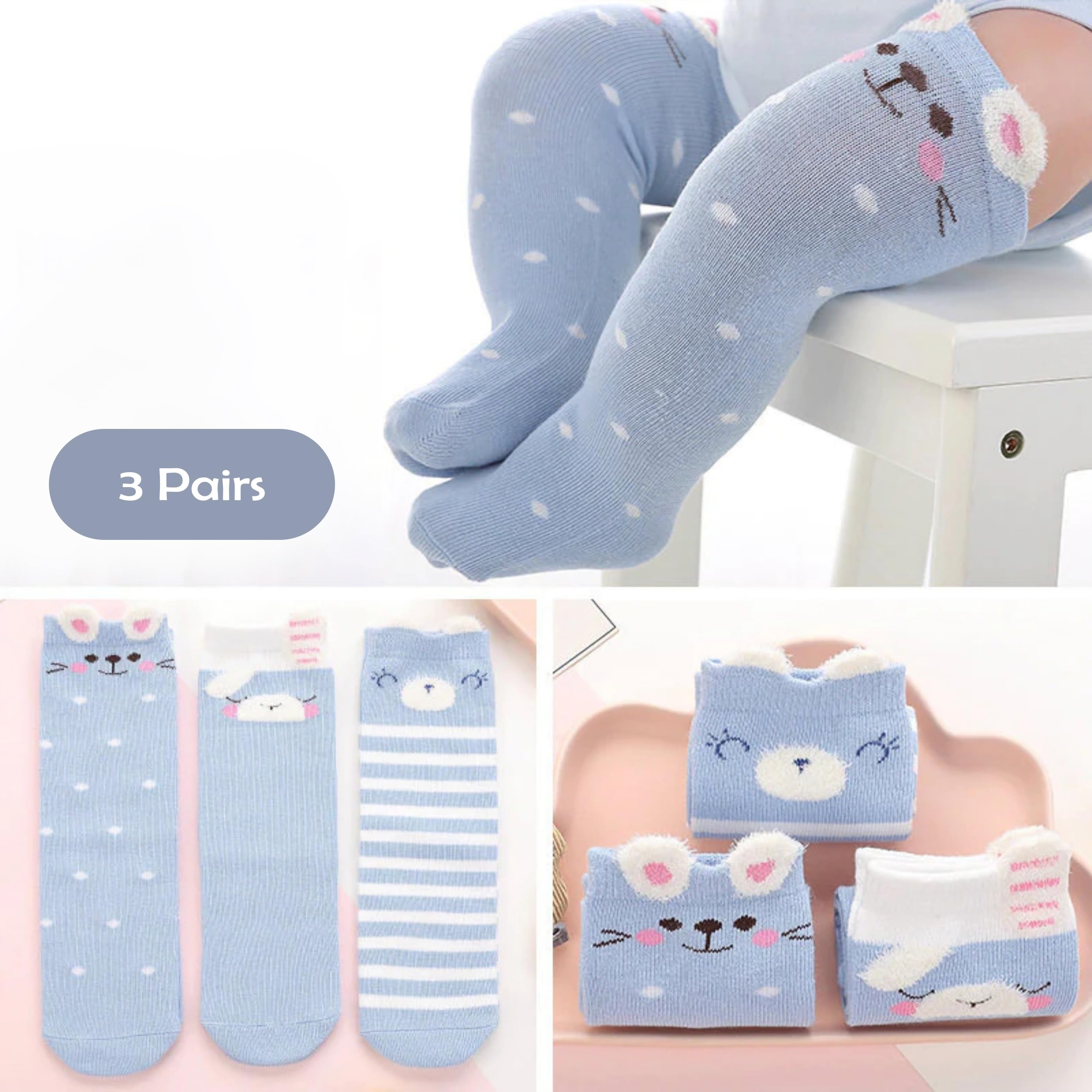 SYGA Baby Spring And Autumn Combed Cotton Long Tube Knee-High Baby Socks Autumn And Winter Suitable Age for 9M - 24M