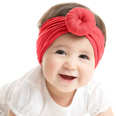 SYGA Pack Of 2 Baby Headbands Soft Cotton Strechable Turban Hairbands For Newborn Infant Toddlers Kids 0-3 Years (Pink-Grey)