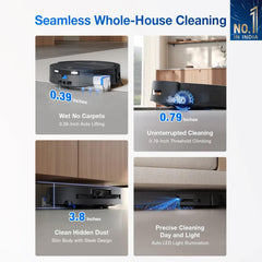 ECOVACS DEEBOT T80 Omni 2 in 1 Robot Vacuum Cleaner & Mop, 2025 New Launch, 18000 Pa, 6400 mAh Battery, OZMO Roller Real-Time Mop Washing, Self-Emptying, Hot Air Drying, AI ReMop 2.0, ZeroTangle 3.0