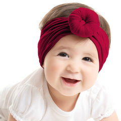 SYGA Pack Of 2 Baby Headbands Soft Cotton Strechable Turban Hairbands For Newborn Infant Toddlers Kids 0-3 Years (Pink-Grey)