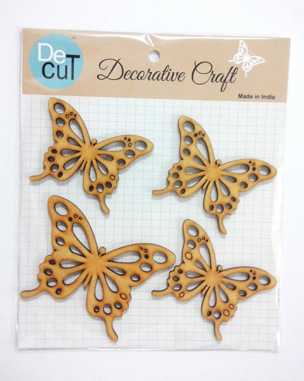 Syga Set of 4 Butterfly Scrapbook Decorative Wood Craft Items