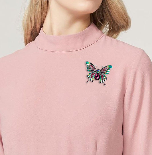 SYGA Brooch Pin Fashion Crystal Rhinestone Jewellery Pin Vintage Clothing Accessories Decoration Butterfly design Brooches For Women- S64