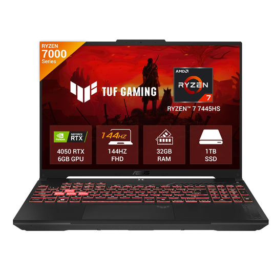 ASUS TUF A16 (2025), AMD Ryzen 7 7445HS, Gaming Laptop (RTX 4050-6GB/140W TGP/32GB RAM/1TB SSD/FHD+/16"/56Whrs/Windows 11/M365 Basic (1Year)*/Office Home 2024/Mecha Gray/2.2Kg) FA607NUG-RL191WS