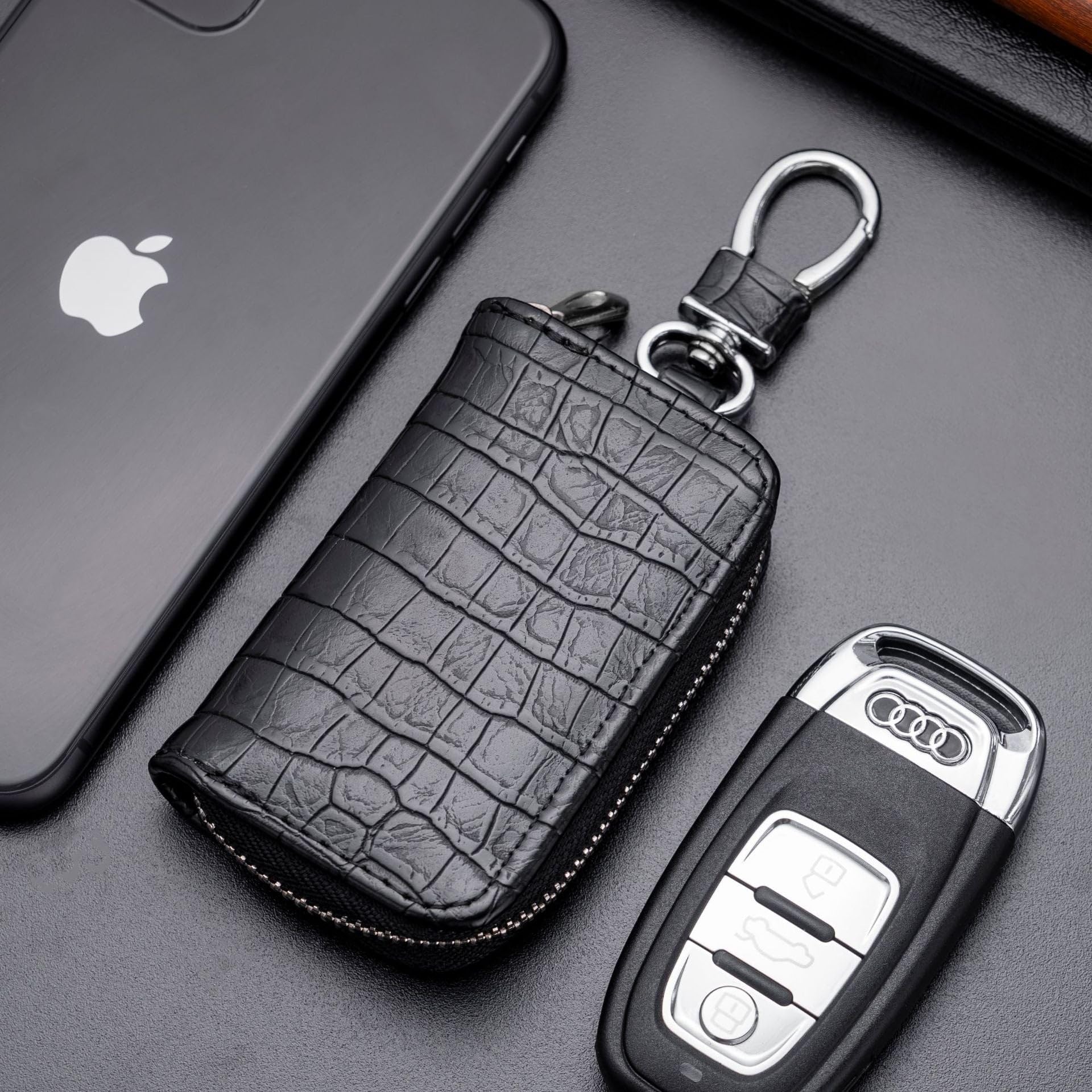 SYGA Car Key Bag Creative Style Car Zipper Fashion Protective Case for Men and Women(Key-Black)