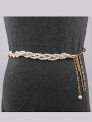 SYGA Pearl Waist Chain Belt Adjustable Decorative Belt Hollowed Tassel Waist Belts Suitable Size for Waist 26-40