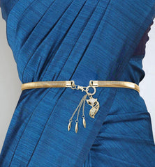 SYGA Women Metal Chain Angle Wings Buckle Stretchy Skinny Belt, Gold(Fits Waist Size 26-36)