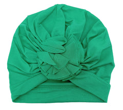 SYGA Baby Cap Naylon Cotton Flower Turban Hat Soft,Stretchable for Baby Cap 0-3 Years DarkGreen
