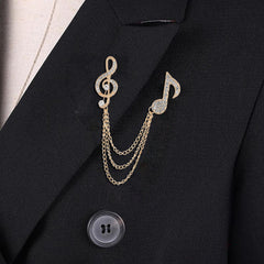 SYGA Men's & Women Brooch Music Note Lapel Pin, Gold Plated, Crystal Accents(Gold)