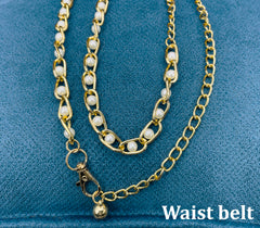 Syga Women Pearl Waist Chain BeltSuitable Size for Waist 26-40(White Pearl)