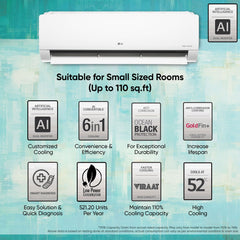LG 1 Ton 4 Star DUAL Inverter Split AC (Copper, AI Convertible 6-in-1 Cooling, 4 Way Swing, HD Filter with Anti-Virus Protection, Faster Cooling & Energy Saving, TS-Q13JNYE, White)