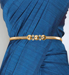 SYGA Women Metal Chain Angle Wings Buckle Stretchy Skinny Belt, Gold(Fits Waist Size 26-36)