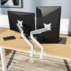 ErgoYou Premium Gas Spring Adjustable Monitor Arm Stand VESA Mount - Weight Capacity 2-9 kgs - Supports 13-32" Screens - Height Adjustable Clamp & Grommet Mount - 360 Degree Rotation - G4 Series White
