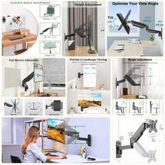 BIJASANI Heavy Duty Wall Mounted Stand for Desk, Load Capacity of 10 Kg, Gas Spring Monitor Arm Desk Mount Stand for Trading Setup at Home (Wall Mount Monitor ARM)