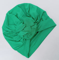 SYGA Baby Cap Naylon Cotton Flower Turban Hat Soft,Stretchable for Baby Cap 0-3 Years DarkGreen