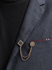 SYGA Men's & Women Suit Shirt Stud Lapel Pin Chain Tassel Brooch Pin with Crystal Chain(Black Diamond)